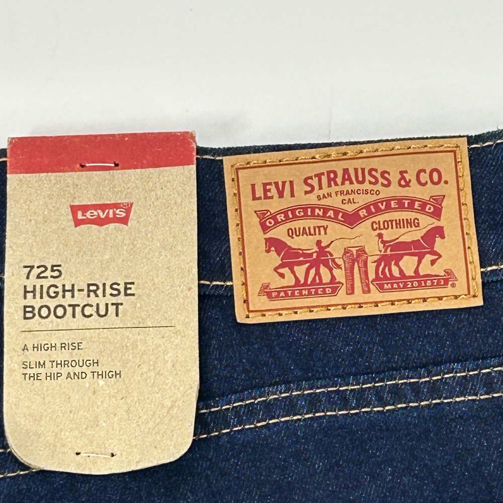 Levi Strauss 725 High Rise Bootcut Jeans Women 29x32 Blue Dark Wash NEW - Picture 6 of 14